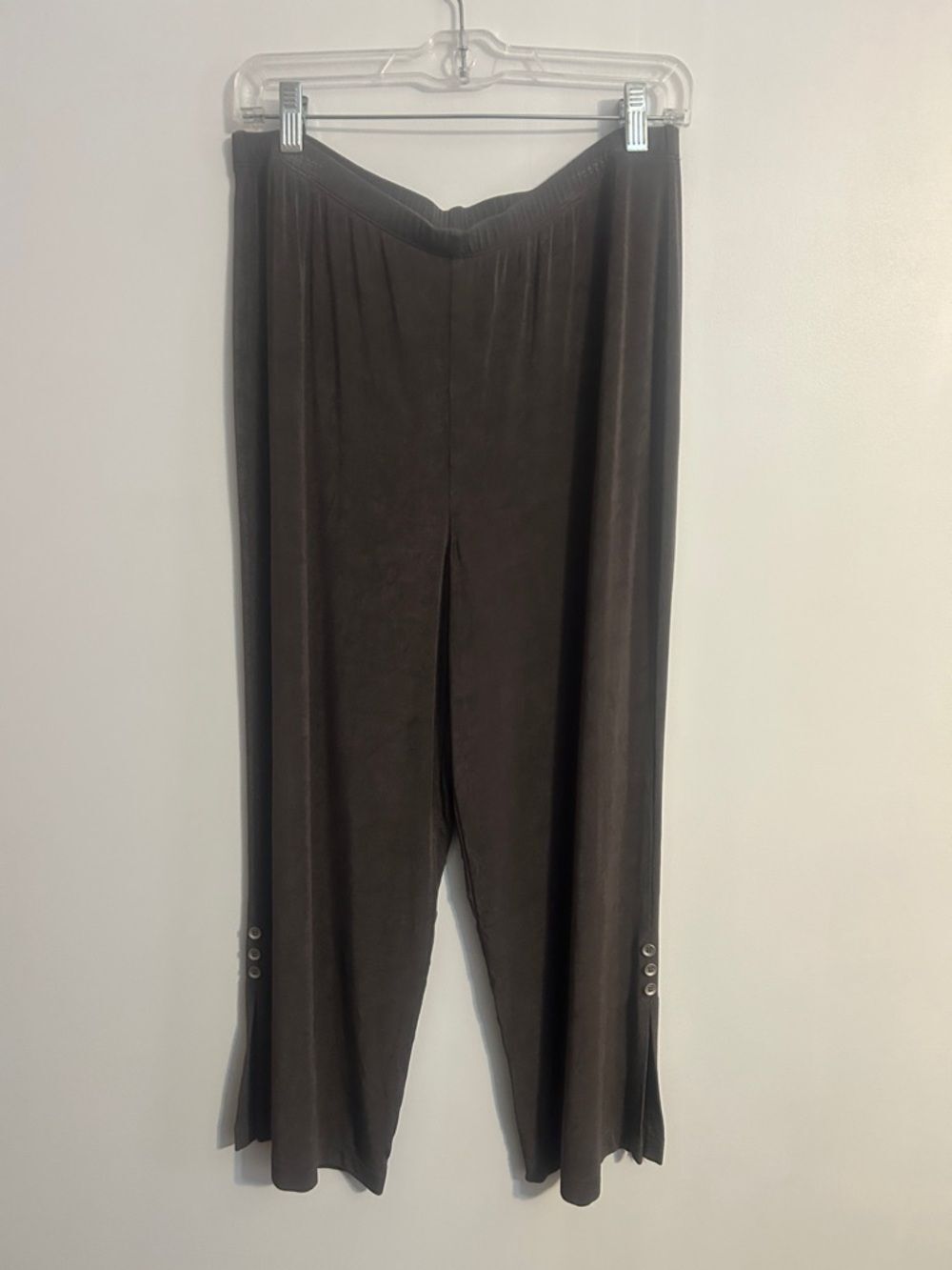 Travelers by Chico's  Pull-On Pants in Gray with button on bottom hem